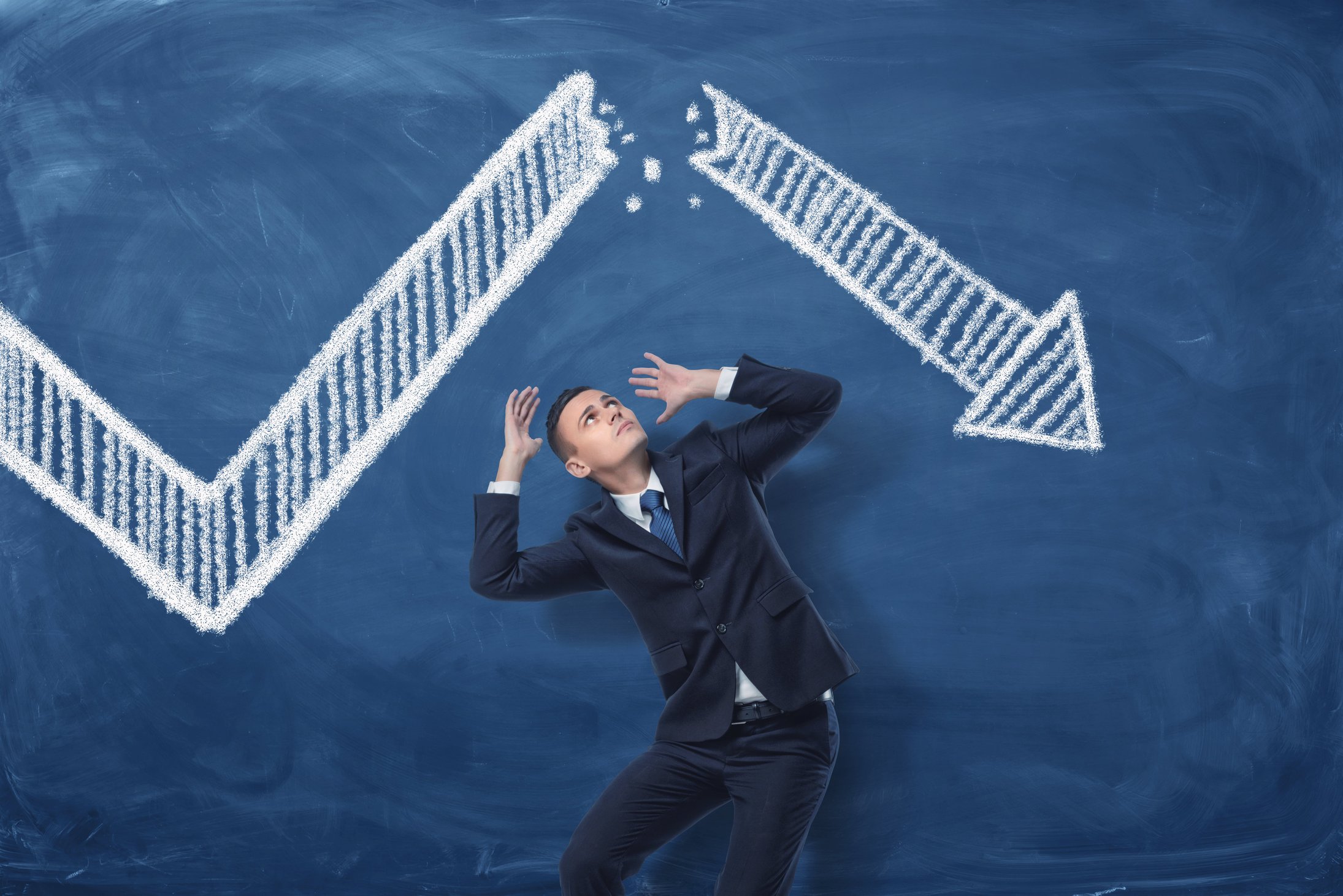 An investor panics in the face of a stock market crash