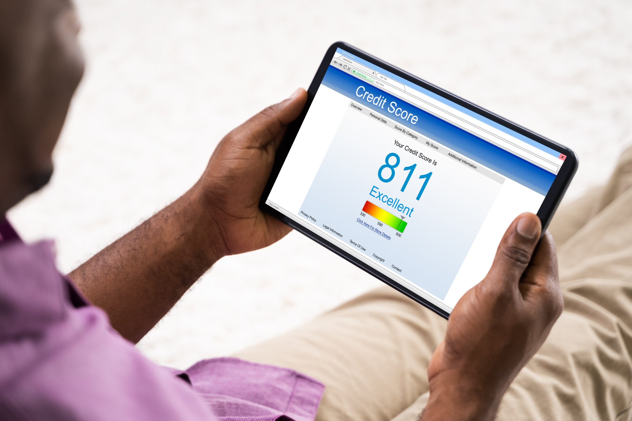 Man checking his credit score